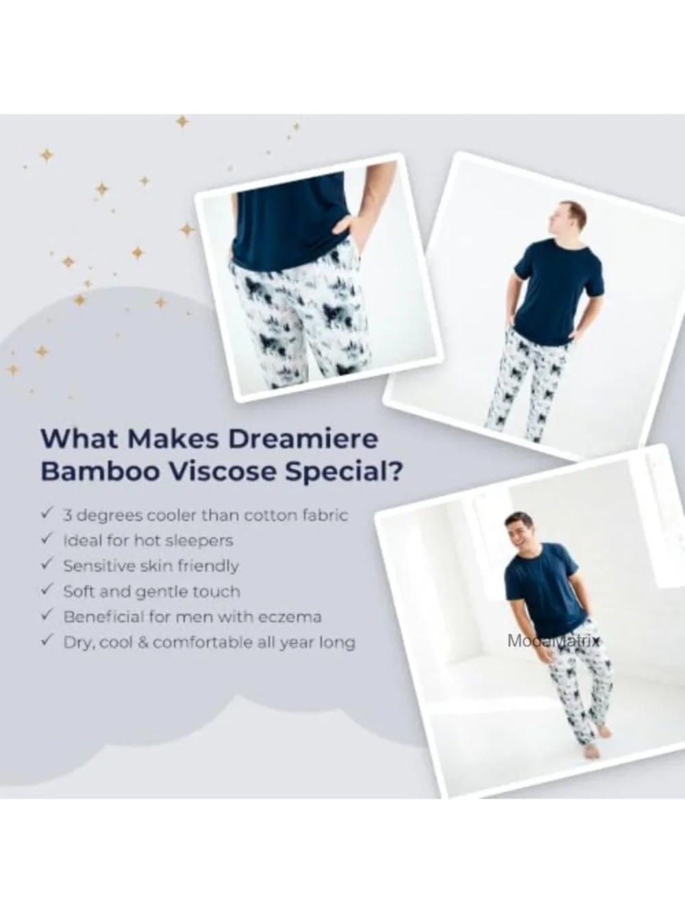 Men's Short Sleeve Loungewear Set - Soft Stretchy Bamboo Viscose Pajama Set